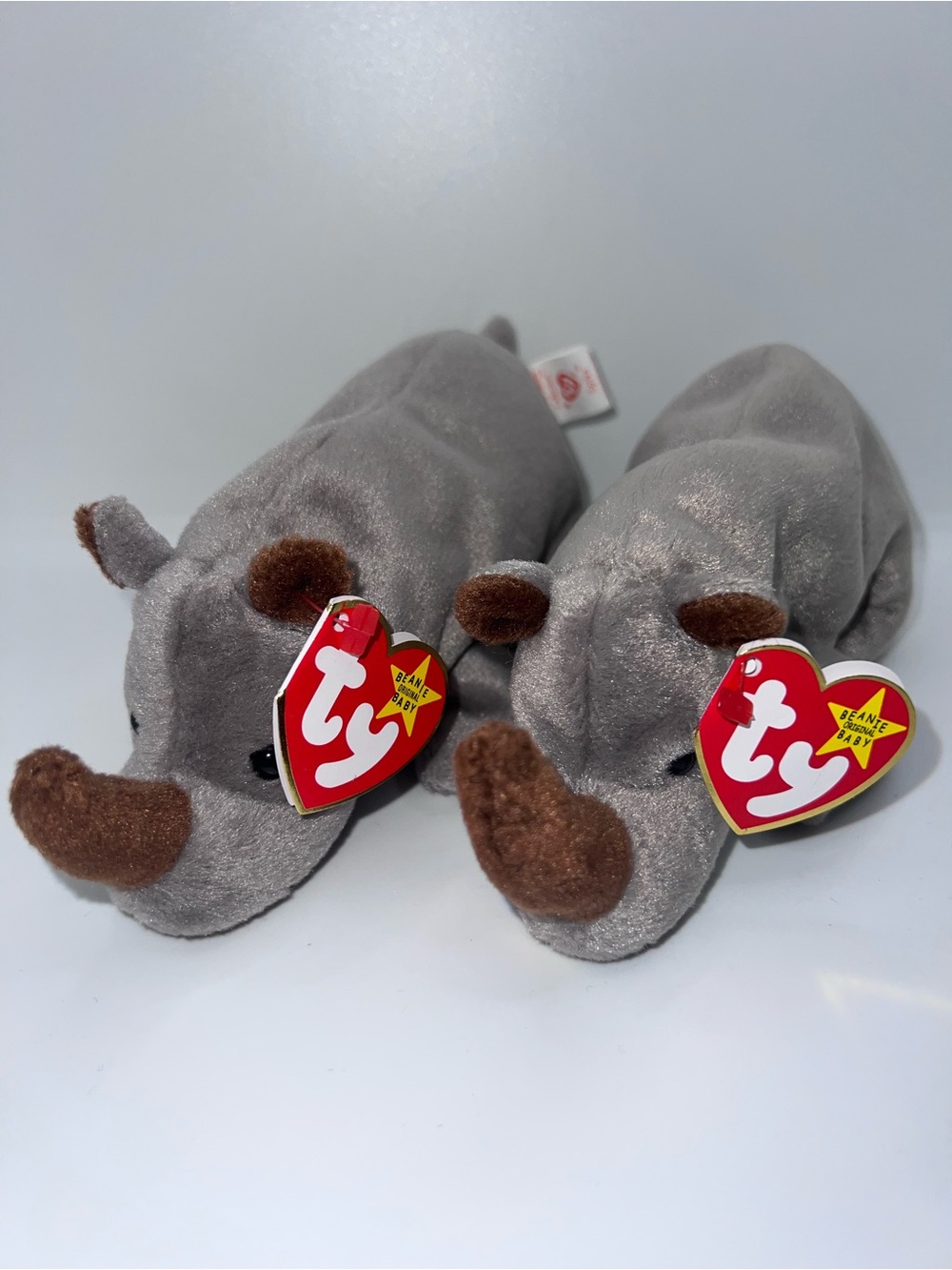 TY Beanie Baby Spike The Rhino Retired Vintage 1996 Set Of 2 With Tags